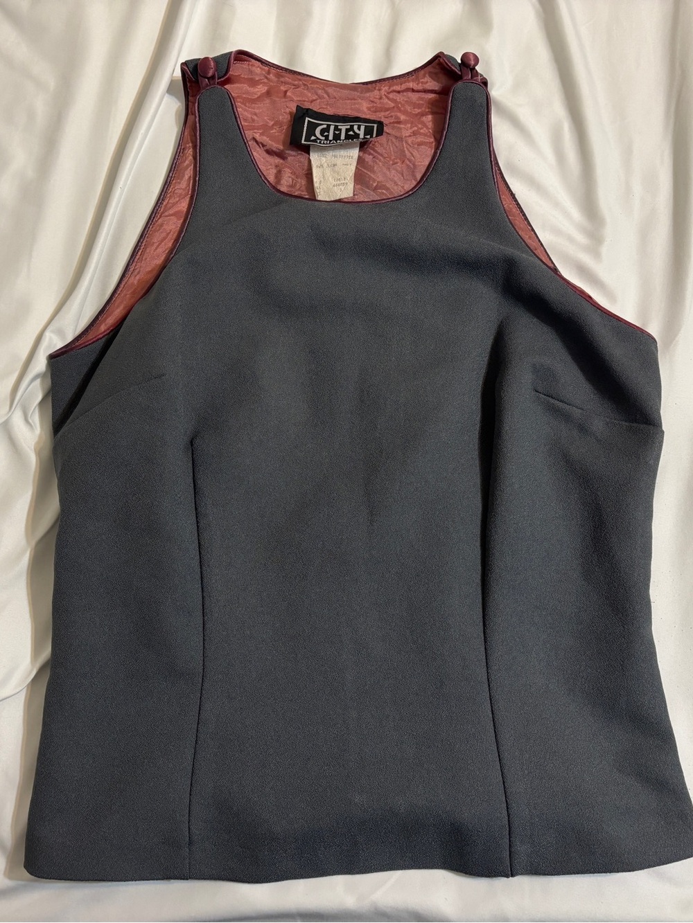 Vintage City Triangles Grey Sleeveless Top with Zipper Back Size 5